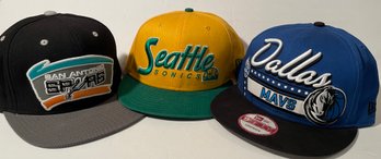 Lot Of 3 NBA Retro Caps - Mavericks, Sonics, Spurs