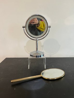 Modern Mirror And Hand Held Antique Mirror