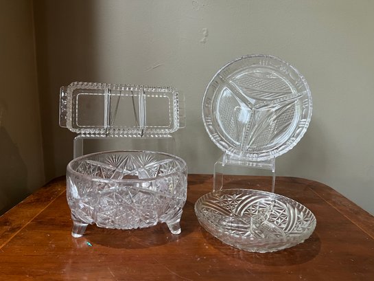 Divided Glass Dishes, Footed Bowl And More