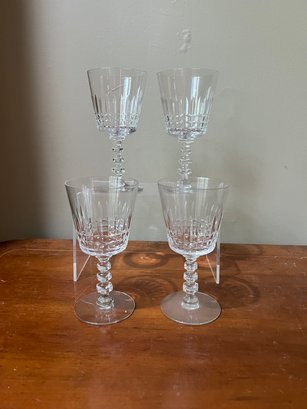 4 Crystal Wine Glasses