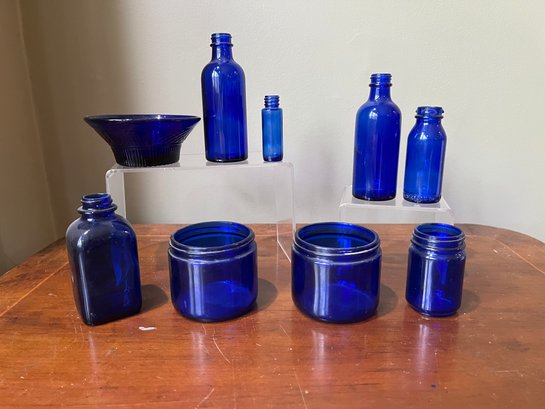 Vintage Blue Glass Bottles