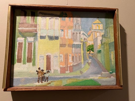 Unsigned Painting Of Kids Playing Instruments In Street