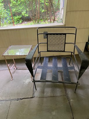 Wrought Iron Lawn Chair Frame And Side Table