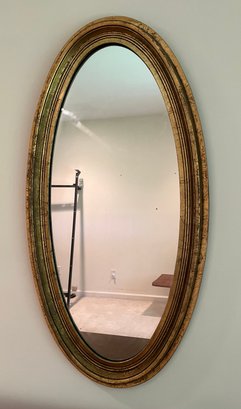 Wood Oval Gold Mirror