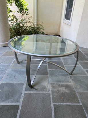 Aluminum And Glass Modern Circular Table
