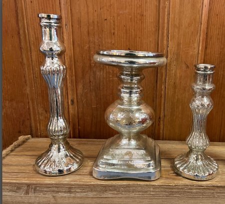 4 Mercury Glass Candle Holders: Pottery Barn, And Sandra Lee