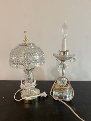 Crystal Accent Lamp And Vintage Italian Crystal Lamp