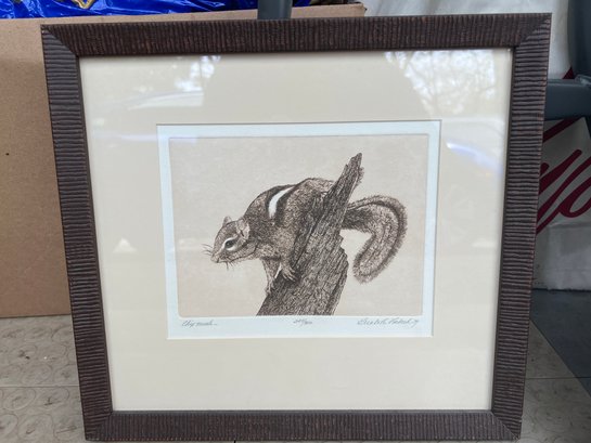 Gerald Lubeck Etching Signed Numbered 'Chipmunk'