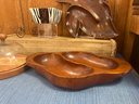 Footed Cheese Dome, Tracy Porter Tunisia Collection, Wood Leaf, Divided Tray And Candle Holder
