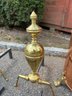 Brass Fireplace Andirons, Brass Ash Bucket, Fireplace Tools