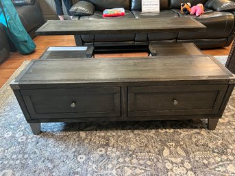 Split Top  Adjustable Height Coffee Table  With Drawers