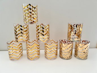 9-Gold Tone Design Glassware: New Arcadia Studio