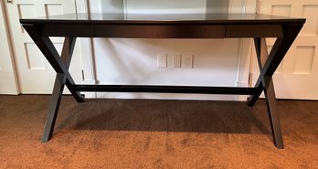 Crate And Barrel Black Wood Base Desk With X Legs