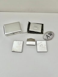 Lot Of Small Compact Mirrors, Tissue Holder And Frame: Towle, Godinger And More