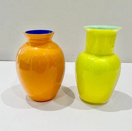 2-Bright Colors Art Glass Vases