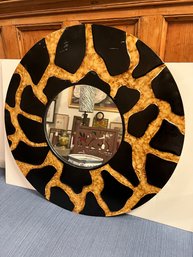 Animal Print Metal Round Mirror