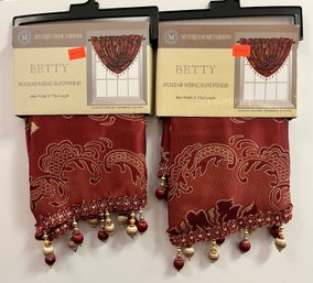 2- Betty Burgundy Waterfall Valences