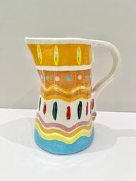 Signed 1992 Pottery Colorful Pitcher