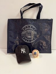 Yankees Genuine Merchandise Hat, Tote Bag And Yankee Division Ball