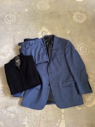 Hart Schaffner Marx Blue Suit Size 42R, Neiman Marcus Zip Up Sweater XL