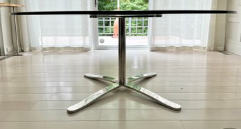 Round Glass And Stainless Steel Table