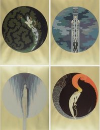 Emotions By Erte: Sadness, Indifference, Jealousy & Love Artist Proofs 44/50 Serigraphs Completed In Nov 1979