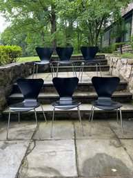 6 Stackable Black Wood Chairs