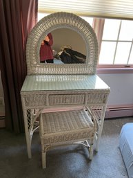 White Wicker Vanity