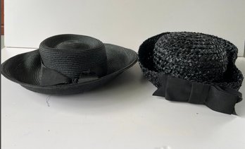 2- Black Hats: Vintage Neiman Marcus And Bloomingdales