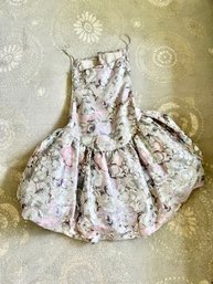 Floral 80s Style Dress Strapless Size 8