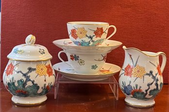 Extremely Rare Tiffany & Co. Teacup & Saucer Set For Two With Creamer & Sugar