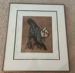 Amado Pea Limited Edition Embossed Etching 1980 Vintage Western Art