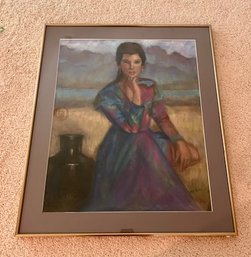 Portrait Of Lady With Mountain Background