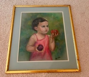 Child Holding An Apple By Elly Cohen