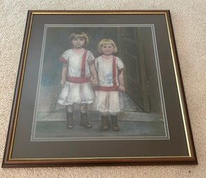 2 Girls Holding Hands In White/red Dresses By Elly Cohen