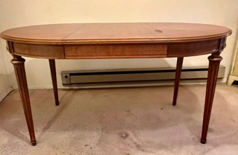 Henredon Wood Table With Table Cover And Leaf.