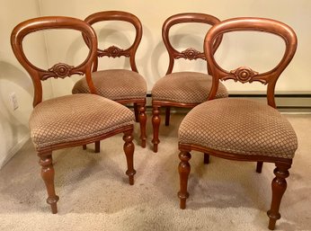 Antique Set Of 4 Victorian Mahogany Balloon Back Dining Chairs