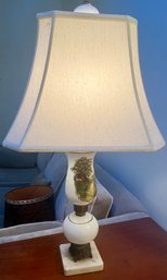 Milk Glass Lamp With Painted Scene