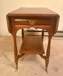 End Table With Fold Down Sides, And Brass Legs