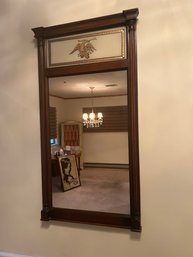 Genuine Mahogany Mirror With Painted Eagle