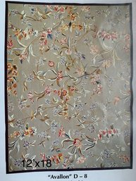 Blue And Grey Flower Avallon Rosecore Aubusson Weave Rug