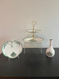 Spode Made In England: Vase, Small Tray And 2 Tier Platter