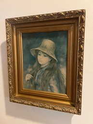 Vintage 'Girl With A Straw Hat' By Renoir 1937 Print