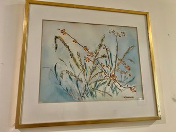 Flower Watercolor Signed E Tannenbaum (?) 1970