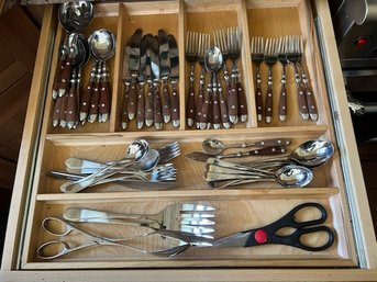 Wood Grain And Stainless Steel Flatware And More