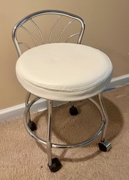 Crome Vanity Stool On Wheels