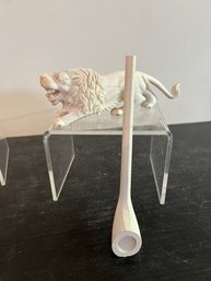 Clay Pipe And Resin Lion
