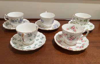 5- Aynsley Fine Bone China Tea Cups/saucers