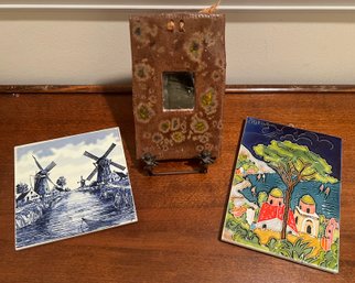 Blue And White Tile, Ravello Tile, And Home Made Mirror