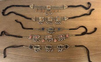 5- Silver Toned Chokers With Stones